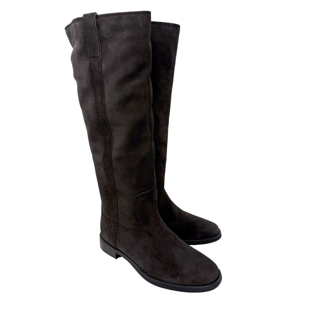 NWOB Blondo Dark Brown Waterproof Suede Riding Boots Women's Size 6 Side Zip